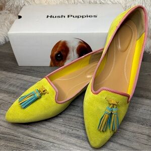 Hush Puppies Women's Vibrant Yellow and Pink Flats Suede Leather Shoes